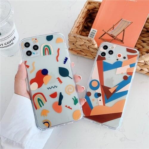 JAMULAR Art Label Abstract Retro Geometry Phone Case For iPhone XS MAX 11 Pro 7 X XR SE 2020 8 6Plus Cute Soft Clear Cover Coque