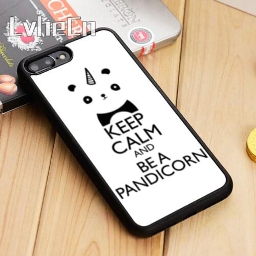 LvheCn Keep Calm And Be A Pandicorn Phone Case Cover For iPhone 5 6 6s 7 8 plus 11 12 Pro X XR XS max Samsung S7 edge S8 S9 S10
