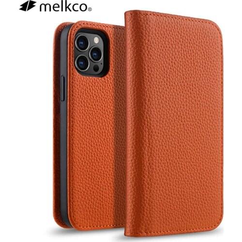 Melkco Flip Genuine Leather Case for iPhone 12 Pro Max mini Wallet Card Slot Fashion Luxury Business Cowhide Phone Bag Cover