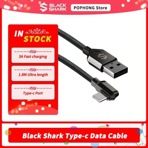 Black Shark Cable 3A Fast charging Right Angle 1.8M Ultra length USB Port to Type-c Data Cable