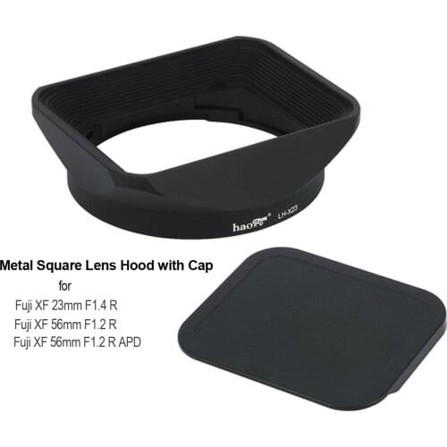 CNC Aluminum Alloy Square Lens Hood with Cap for Fuji FUJINON Lens XF 23mm F1.4 R, XF 56mm F1.2 R, XF 56mm F1.2 R APD