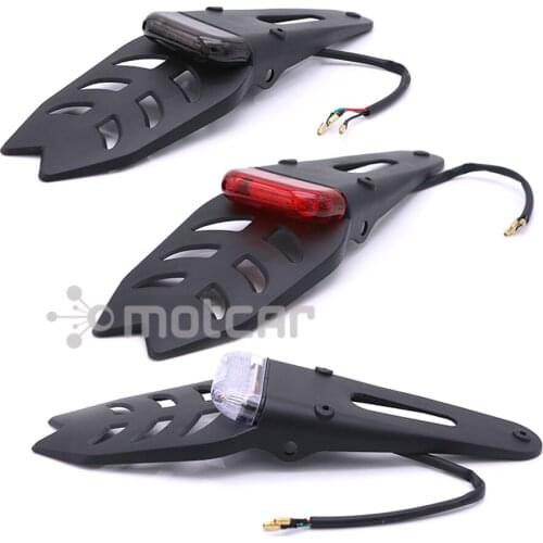 3colors Rear Fender ABS License Plate Bracket Holder With Red 12V LED Taillight Brake Lamp Universal For Enduro Motocross