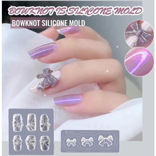 5 Types 3D Silicone Nail Mold Mould Soft Easy To Demould Bowknot Carved Abrasives DIY Nails Decoration Nail Supplies Tools