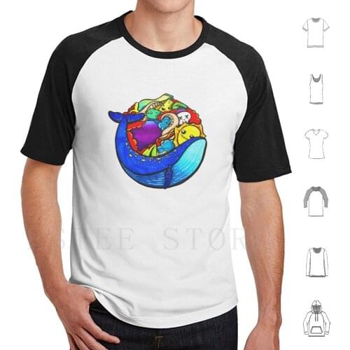 Whale Wave T Shirt Cotton Men DIY Print Wave Sea Ocean Doodle Doodles Vexx Whale Star Whale Space Whale Cute Kawaii