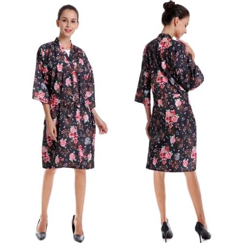Salon Hairdressing Robe Barber Shop Customer Hair Dyeing Clothe Beauty SPA Gown Hairdresser Haircut Rose Print Kimono Smock
