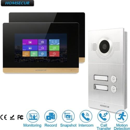 HOMSECUR 7inch Video&Audio Smart Doorbell CCTV Camera Supported for 2 Families BC121-2S + BM716-G