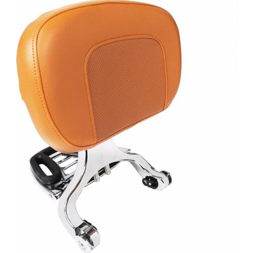 Chrome Multi Purpose Adjustable Driver&Brown Passenger Backrest For Harley Touring Dyna Sporster Honda Kawasaki