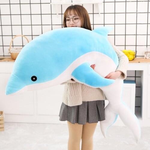 30-160CM kawaii soft dolphin plush toy plush cloth doll cotton animal nap pillow creative childrens toys birthday gift girl