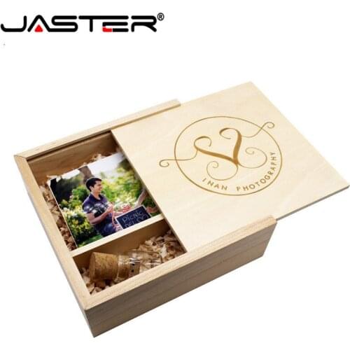 JASTER wooden box for photo album USB 2.0 Pendrive DIY Logo engraved wedding memory