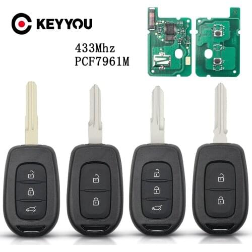 KEYYOU 2/3 Btn Remote Car Key 433mhz PCF7961M 4A Chip for Renault Sandero Dacia Logan Lodgy Dokker Duster Trafic Clio4 Master3