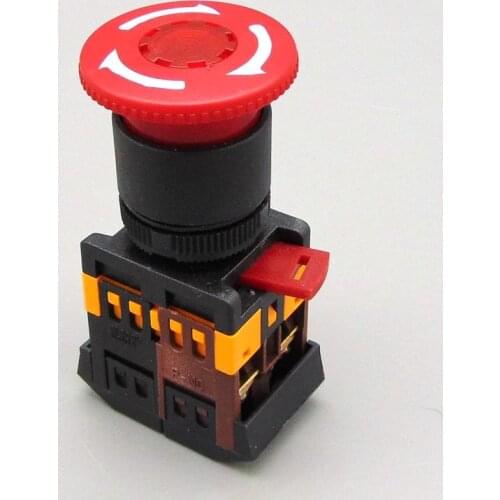 Mushroom head button switch ANE-22with light LED emergency stop button(Mounting hole 22 25mm)(DC 6/12/24/36/48 V AC110/220/380V)