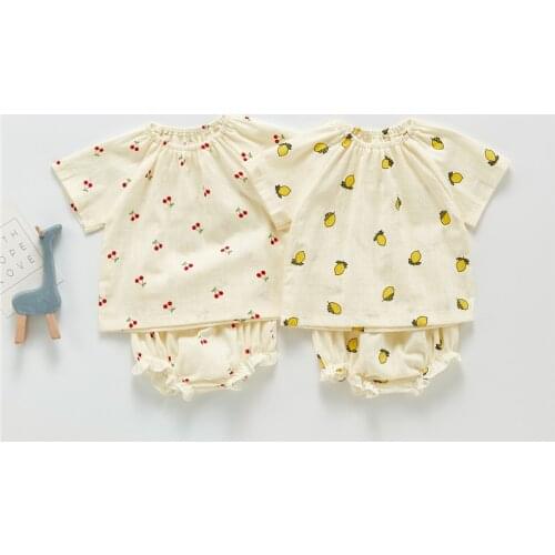 Newborn Baby Girls Clothes Set Short-sleeved Boys Cotton Gauze T-shirt Tops+Shorts Suit for Summer Childrens Clothing