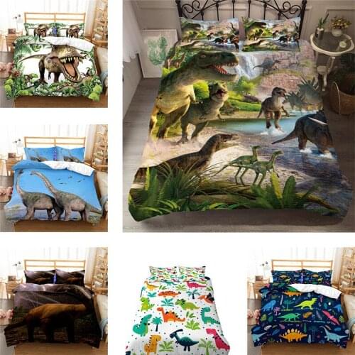 Dinosaur Bedding Set Single Twin Full Queen King Size Animal Dinosaur Bed Set Childrens Kid Bedroom Duvetcover Sets 001