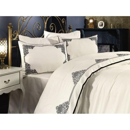 ROYAL NAZIK TEXTILE LUXURY HANDMADE DUVET COVER SET DOUBLE SIZE %100 SATIN COTTON EMBROIDERY DUVET COVER SET TURKEY TEXTILE