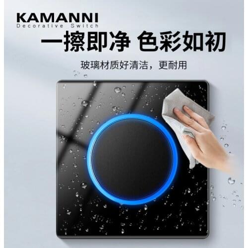 KAMANNI Luxury wall light touch point switch universal standard lighting 1Gang 1way switch tempered glass switching power supply