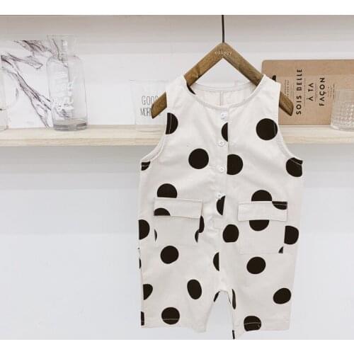 New Fashion Spring Kids Jumpsuit Baby Girls Polka Dot Cotton Bib Pants Children Boys Trousers Calf Length Overalls 1-5 Years Old