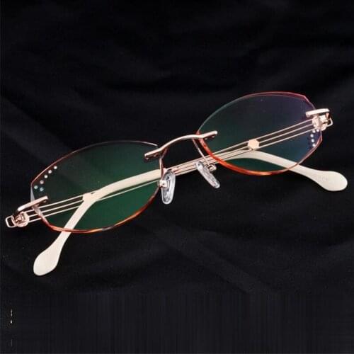 Frameless Glasses Prescription Myopia Frame Metal Alloy Screwless Womens Diamond Rimmed Glasses Rimless Eyeglass Frames