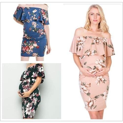 Ruffles shoulderless Maternity Dresses Maternity Photography Props Pregnancy Bodycon Dress Photography Maxi Ruffle Dress Gown
