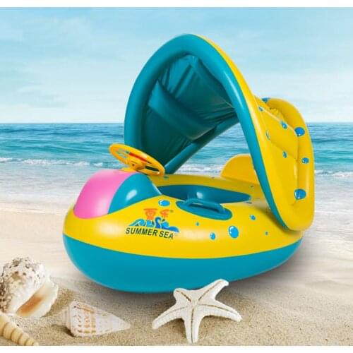 Durable Kids Baby Swimming Ring with Adjustable Canopy Toys 12-36 Months