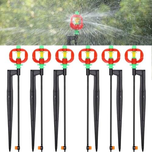 RBCFHl 360 Degrees Rotating Sprayer Refraction Mist Nozzles with Stake Connector Gardens lawn Irrigation for 1/4''Hose Sprinkler