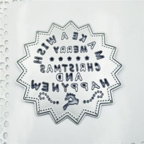 Merry Christmas and Happy New Year Metal Cutting Dies Decorative Scrapbooking Steel Craft Die Cut Embossing Paper Cards Stencils