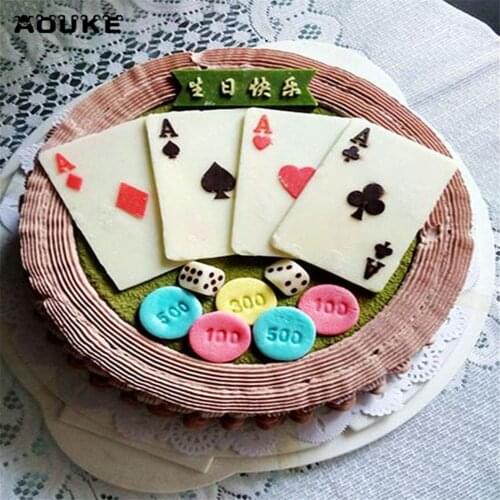 Aouke Poker Silicone Mold Modelling DIY Cake Baking Chocolate Mould Turn Sugar Poker Accessories AAAA Silicone Mold
