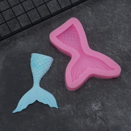 Mermaid Tail Silicone Mold Fondant Cupcake Cake Decorating Sugarcraft Art Tools Handmade Soap Mold Fish Fork tail