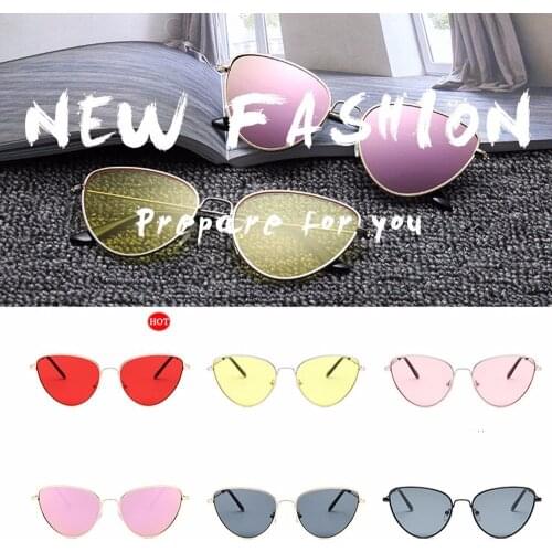 1PC Trend new cat eye metal sunglasses retro glasses for men and women Fashion Cateye Fashion sun glasses lady Eyewear Hot Sale