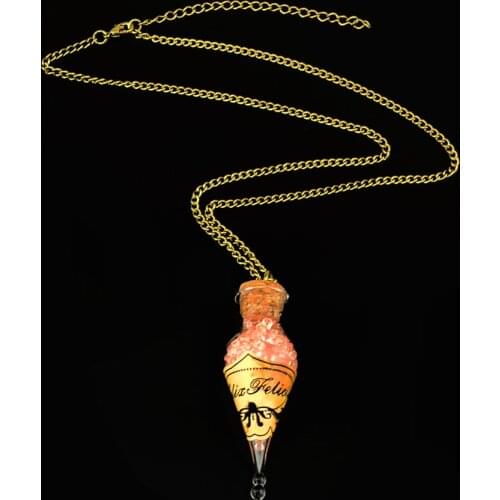 High Quality European Glass Bottle Felix Felicis Magic Lucky Drifting Bottle Crystal Pendant Necklace for Girl Long Neck jewelry