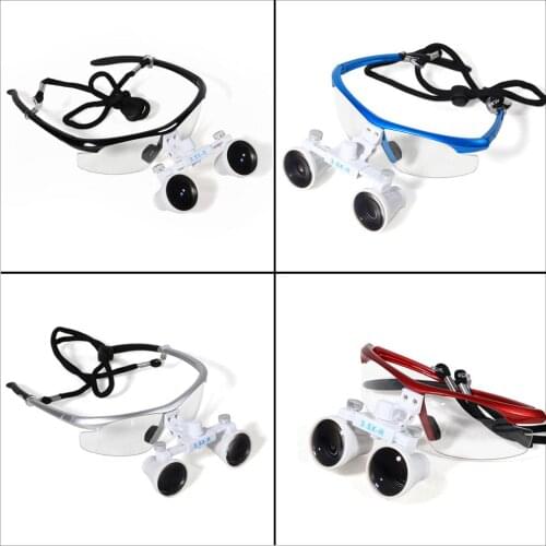 Dental Surgical Binocular Loupes Supilies Magnifier Blue Red Silver Black Glass Glasses 3.5X 420mm Dental Tool