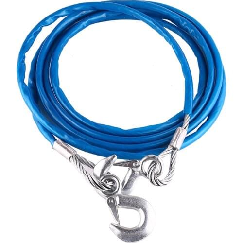 5M 7 Tons Pull Heavy Duty Tow Ropes Wire Cable High Strength Safety Hook Steel Wire Trailer Car Emergency