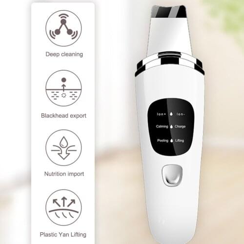 Ultrasonic Facial Skin Scrubber Cleaner Ion Acne Blackhead Remover Peeling Shovel Cleaner Facial Massager Skin Care Massager