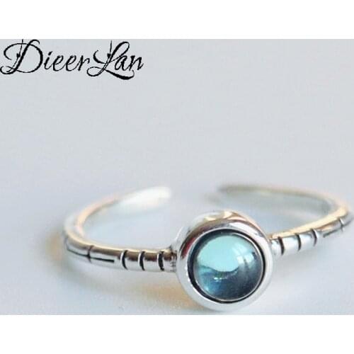 Punk Vintage Blue Crystal Ring For Women Men Adjustable Size Geometric Rings Exquisite Creative Jewelry Wholesale 2021