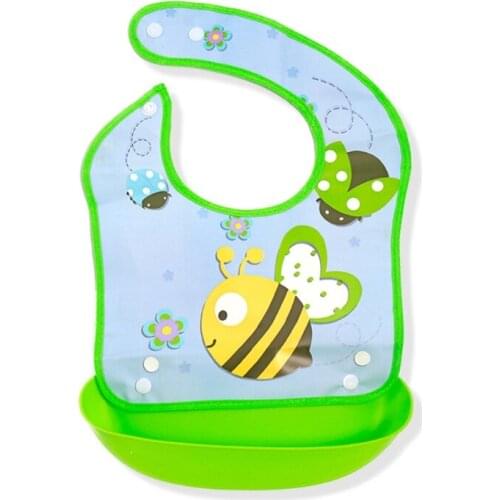 Waterproof Baby Bib Feeding Saliva Towel Newborn Cartoon Apron Adjustable Saliva Towel with Removable Food Catcher Roll up Gifts