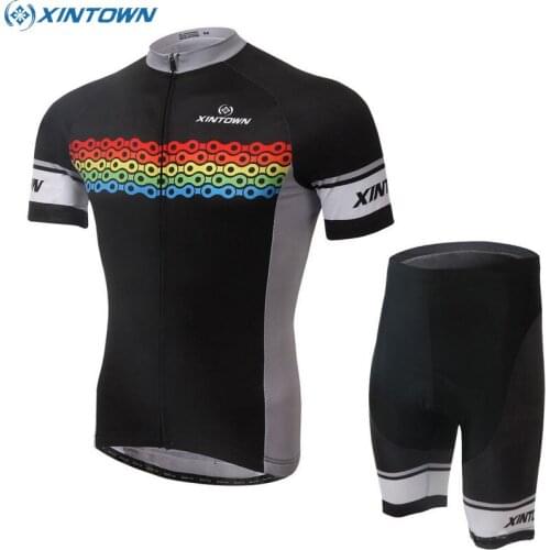 XINTOWN Pro Team Cycling Ropa Ciclismo Bike Bicycle Short Sleeve Cycling Jersey Top Quick-Dry Shorts Sets Black