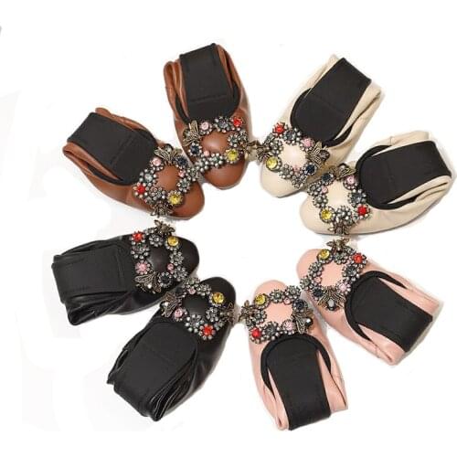 Genuine Leather Flat With Cone Shoes Women Sheep Skin Driving Shoes Decoration Elegant Wearing Spring and Autumn New