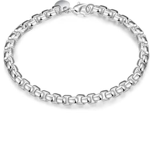 BABYLLNT 925 Silver Round Box Chain Bracelet For Women Fashion Charm Wedding Engagement Party Popular Jewelry Gift