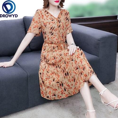 Women Boho Beach Midi Dress Summer 2021 New Casual Short Sleeve Chiffon V-Neck Dresses Runway Bodycon Traf Party Vestidos Robe