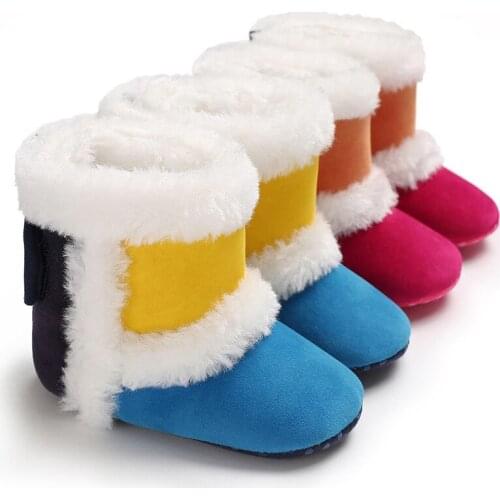 Winter 0-1 year old female baby color matching rainbow snow boots warm baby toddler shoes