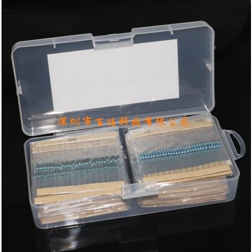 1140pcs Boxed 38 kinds specifications Resistance Values × 30Pcs (0r-1m) Direct Plug Resistor 1/4W Metal Film Resistor Pack