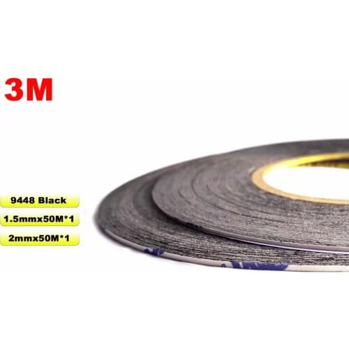 2 rolls (1.5mm/2mm)*50M Strong Adhesive 3M Black Double Sided Glue Sticker for Samsung Galaxy Nokia Touch Screen LCD Dispaly
