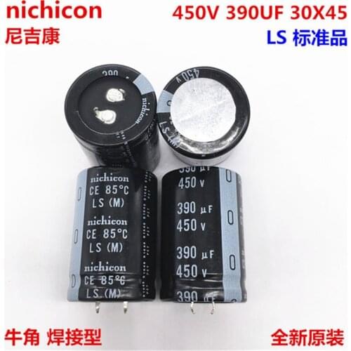 2PCS/10PCS 390uf 450v Nichicon LS 30x45mm 450V390uF Snap-in PSU Capacitor