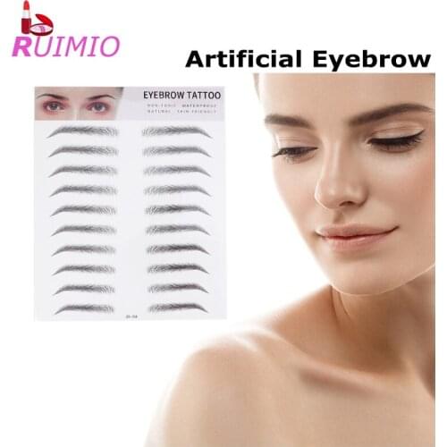 2pcs Imitation Eyebrow Artificial Eyebrow Hair-like Eyebrow Transfer Stickers Eyebrow Tattoo Tool for Men Women (Type 1, Black)