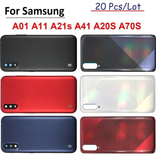 20pcs/lot Battery Back Cover Glass Rear Battery Housing With Glue Adhesive For Samsung Galaxy A01 A11 A21S A41 A70S A20S