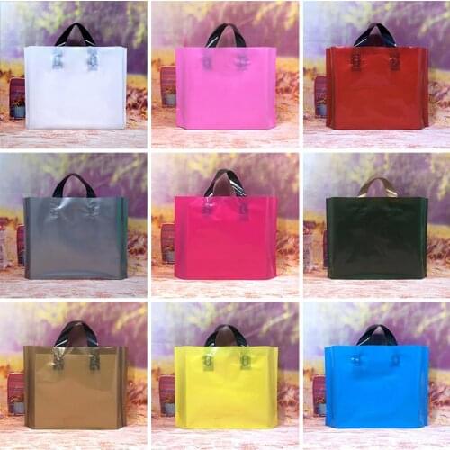 200pcs/lot Custom Logo Clothing Shopping Bags With Handle Plastic Gift Bag Print One Color Logo On One Side Free Design