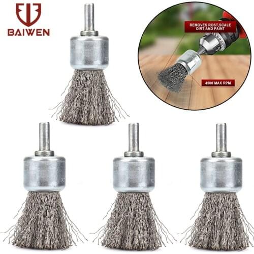 25mm Steel Rotary Wire Wheel Brush Dremel Tools for Drill Metal Rust Removal Polishing Kit 0.3mm Wire Diameter