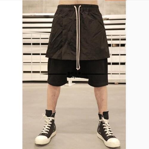 27-44 New 2020 Summer Fashion Casual Shorts Skirts Men Tide Fake Two Pieces Black Harem Shorts Loose Plus Size Singer Costumes