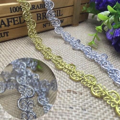 30yards 1.2cm Gold lace Trim Sewing Lace Silver Centipede Braided Lace S type Ribbon DIY Clothes Accessories Curve Lace