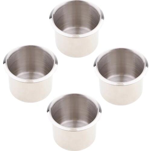 4pcs Stainless Steel Recessed Cup Drink Holder Marine Boat RV Camper 68x55mm