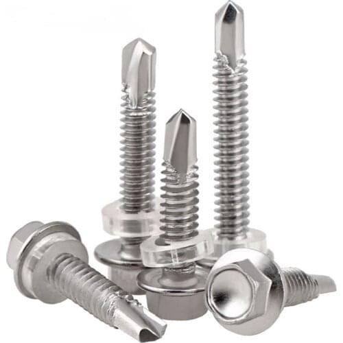 5-20 pcs 410 Stainless steel External hexagonal self Drilling screw bolt Tapping drilling Tail screw DIN7504 M4.2 M4.8 M5.2 M6.3